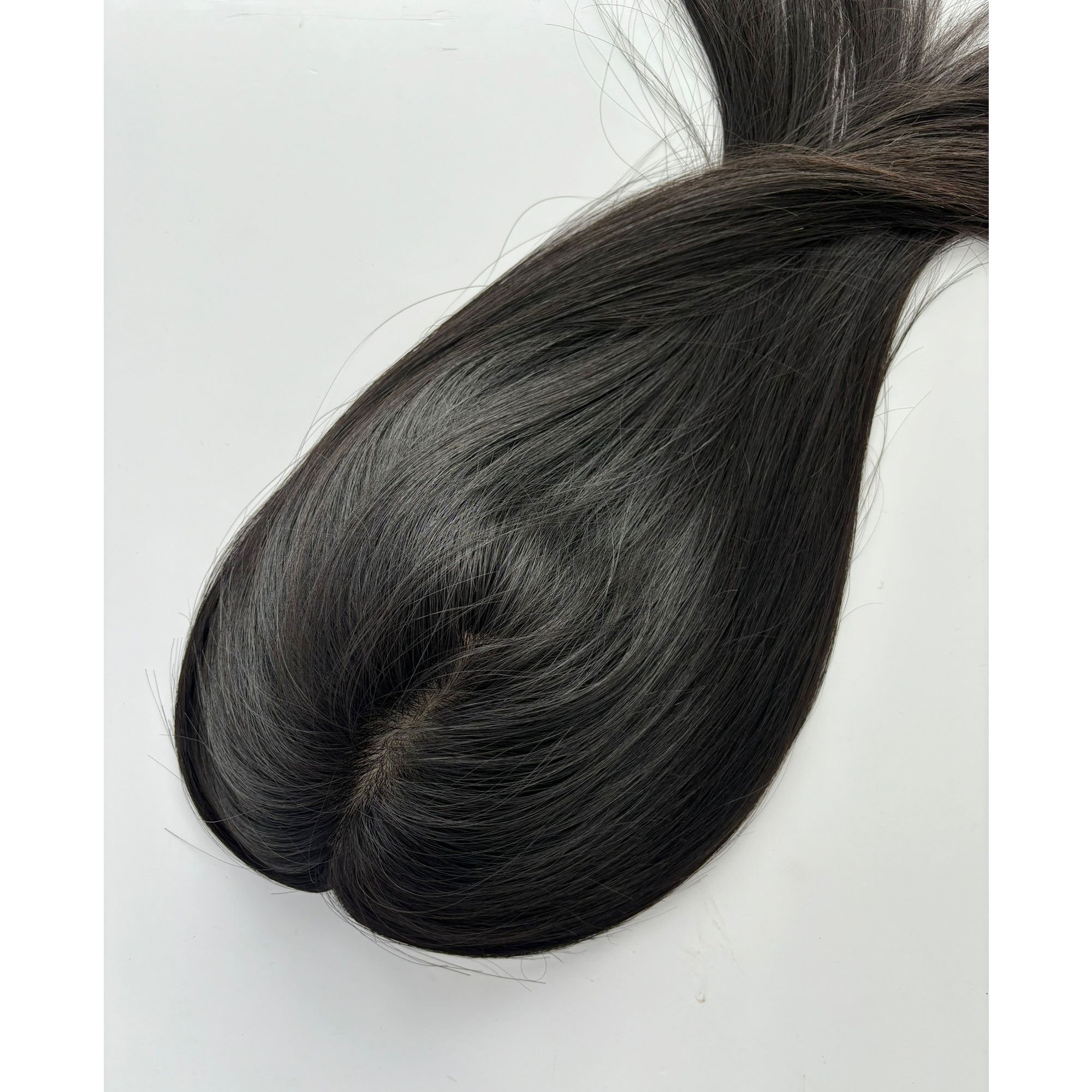 Natural Black Remy Human Hair Topper with Clips (6.3x7")