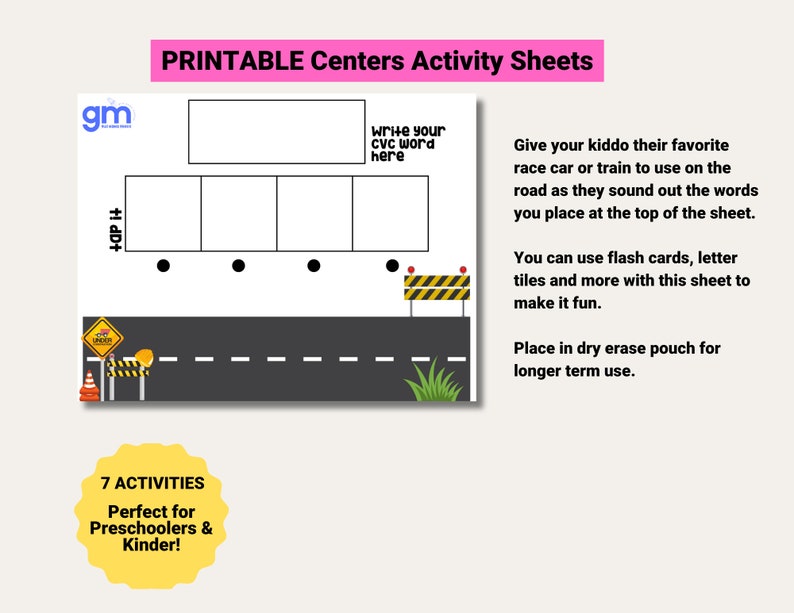 PRINTABLE Centers Activity Sheets, Centers Phonics and Learning Sheets - Etsy
