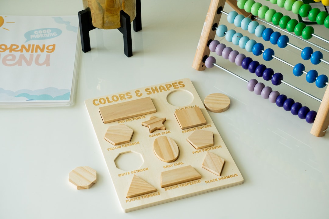 Neutral Wooden Minimalist Shapes Puzzle for Children, Shape Puzzle ...