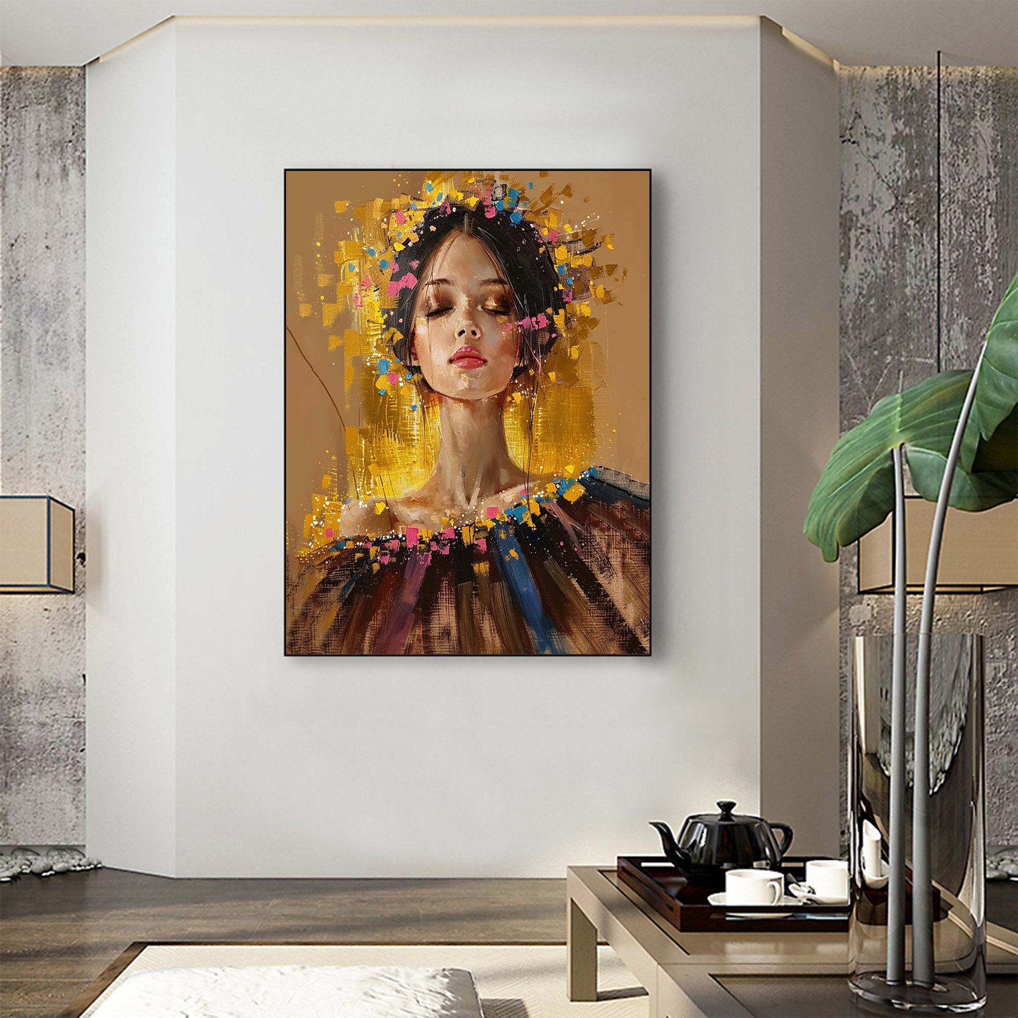 Abstract Woman Portrait Oil Painting on Canvas, Original Textured ...