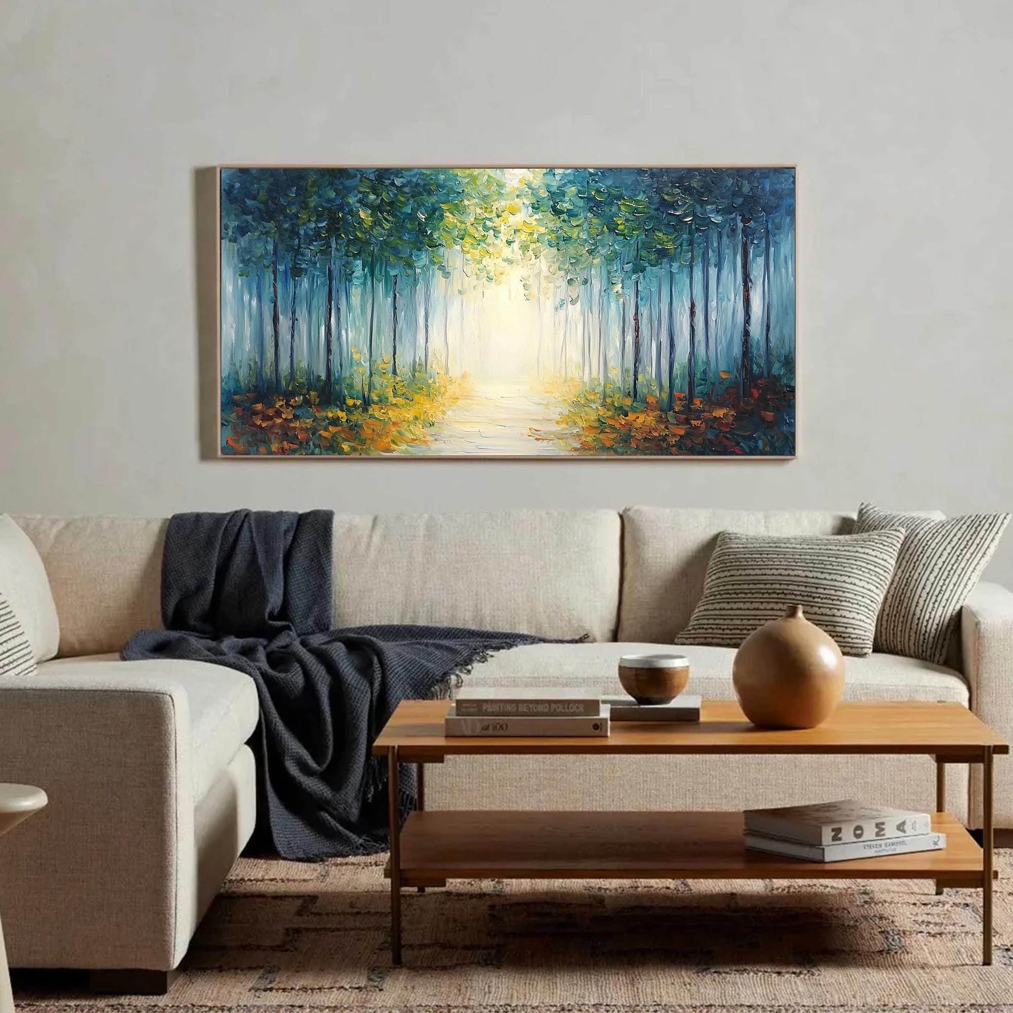 Abstract Forest Oil Painting on Canvas, Original Landscape Wall Art ...