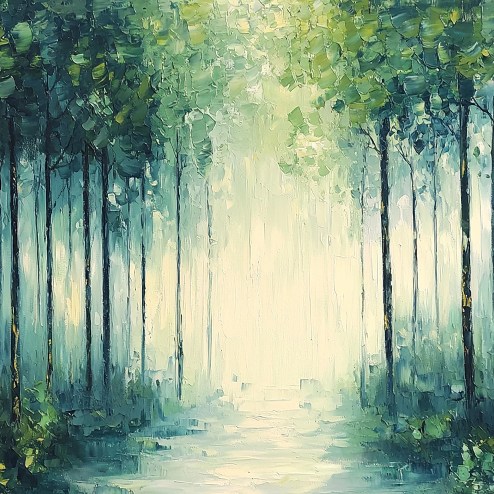 Boieesen Handgemaltes Ölgemälde – 60x90 Cm, Grüner Wald, Abstrakte Landschaft | Gerahmt & Fertig Zum Aufhängen