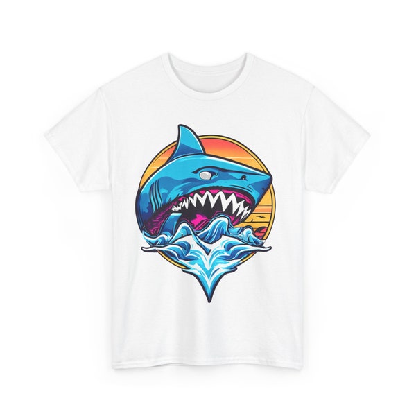 Shark Santa Cruz Style Surfer Beach Summer Vibes Unisex Heavy Cotton Tee T-Shirt