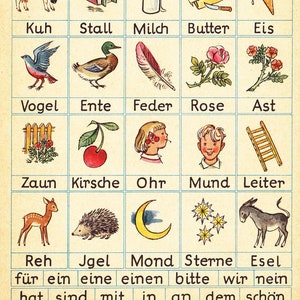 German words from Mein Erstes Buch, printable digital download, collage sheet no. 381