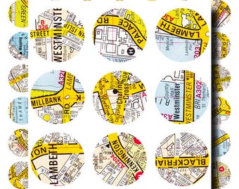 London  A to Z street atlas in 1 inch circles, a printable digital collage sheet no. 116