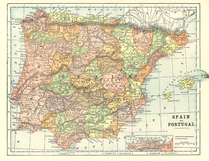 Map of Portugal and Spain