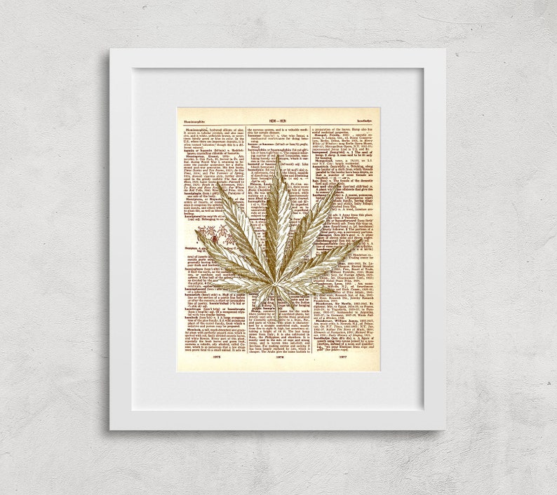 Cannabis Marijuana Weed 420 Pot Plant Dictionary Page Book Art Etsy