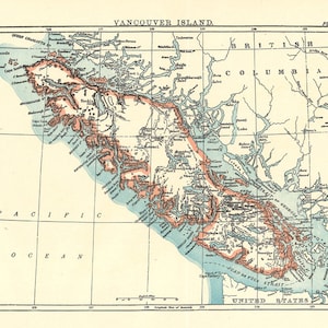 Landkarte von Vancouver Island aus einer Enzyklopädie Britannica von 1904, eine druckbare digitale Karte-Nr. 160