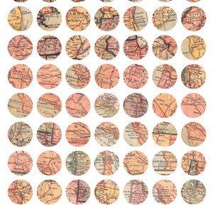 vintage American maps, one inch bottlecap, jewelry supplies, digital download, collage sheet no. 1053 image 3