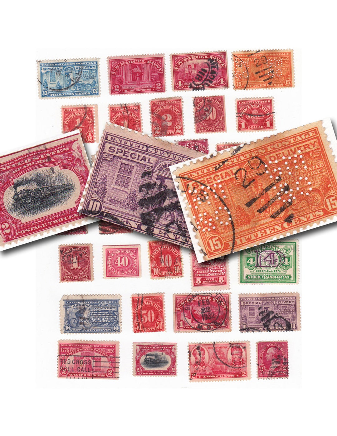 Antique Postage Stamps Digital Collage Sheet, Printable Digital ...