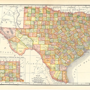 Druckbare Karte von Texas, Wandbild, Scrapbooking, Einweihungsgeschenk, Kunst und Kunsthandwerk, ein einzigartiges Geschenk und Wohndekor, Digitaldruck No. 919