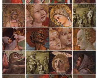 Florentine frescoes digital collage sheet in a 2x2 inch size, printable images no. 535