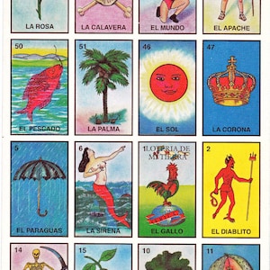 Printable Loteria Cards, the Complete Set of 10 Tablas, Printable ...