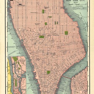 druckbare Karte von Süd-Manhattan, Wohndekoration, Einweihungsgeschenk, Kunst und Handwerk, digitaler Download Nr. 671