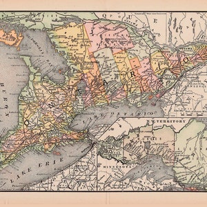 carte de l’Ontario, Canada, de 1891, un téléchargement numérique imprimable no 319