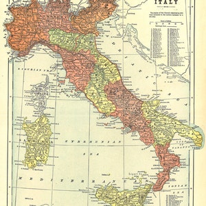 Landkarte von Italien von 1904, einzigartiges Geschenk und Wohnkultur, ein printable digitaler Download, no.  910er