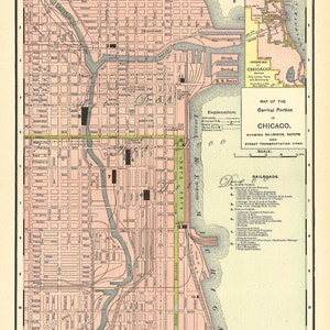 Mapa imprimible de Chicago, regalo de inauguración, decoración del hogar, manualidades, descarga digital n.° 668