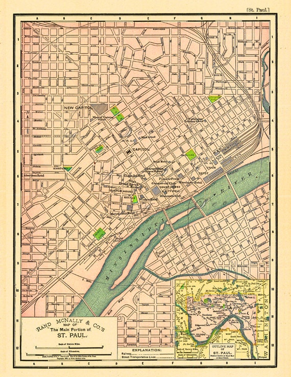 Printable Map of St. Paul Minnesota Home Decor Unique Gift 