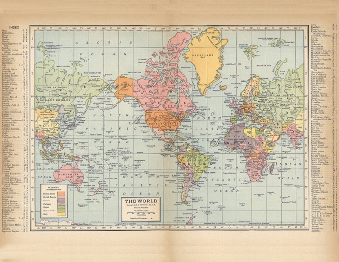 Printable World Map, Wall Art, Home Decor, Journaling, Arts and Crafts ...