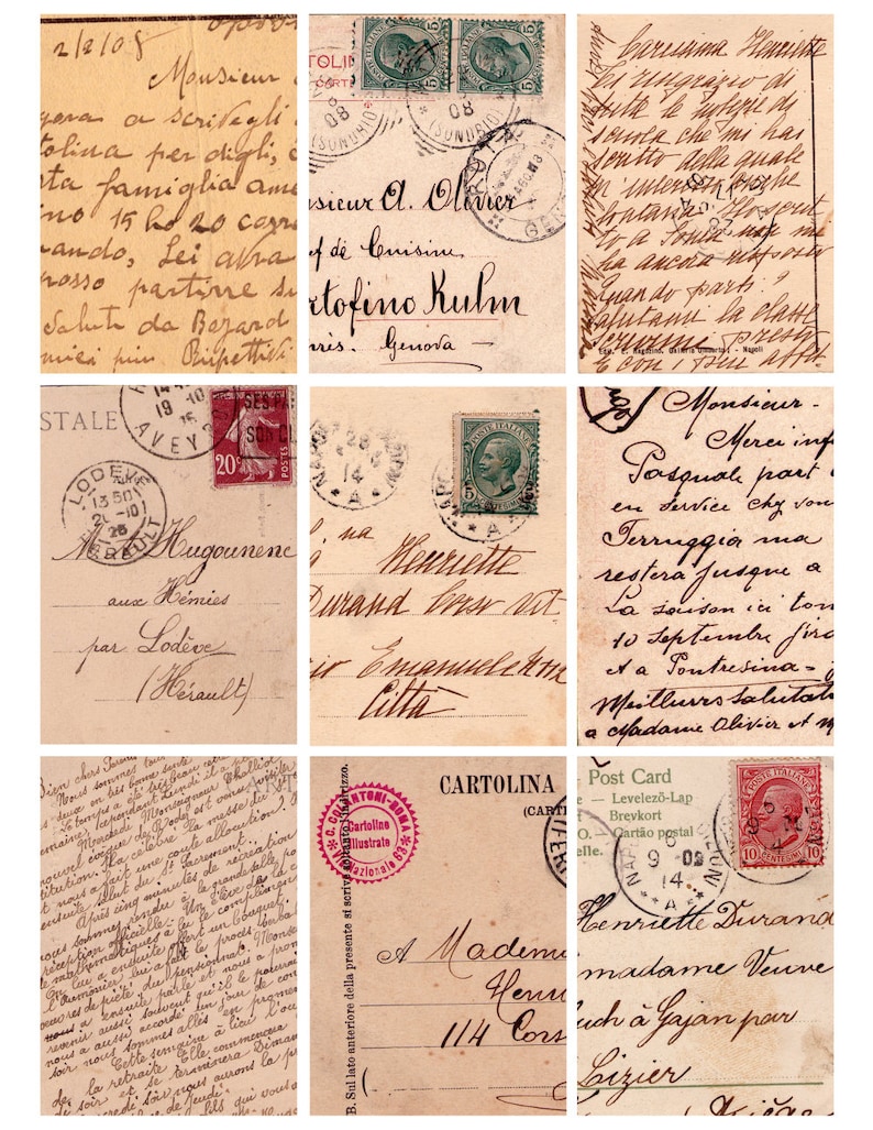 Paper Ephemera Printables European Postcard Sampler Digital | Etsy