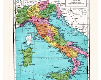 Vintage Italy Map Print, 1920s Italian Decor (Digital Download) no. 512