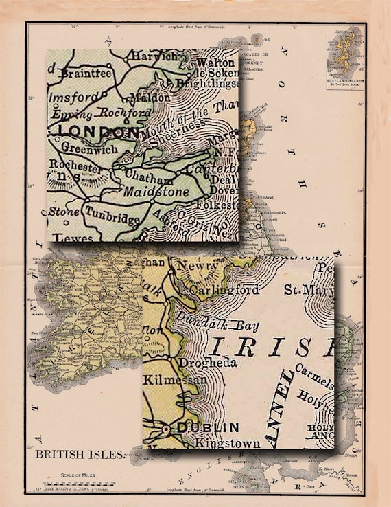 Printable Map of the British Isles, Wall Art, Gift, Digital Prints