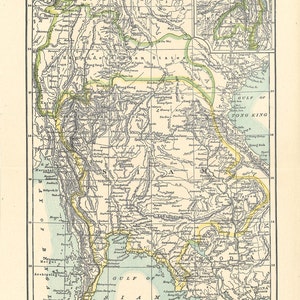 old map of Thailand, (Siam), printable map, digital download no. 339