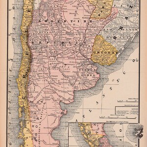 Karte von Argentinien aus dem Jahre 1890, einzigartiges Geschenk und Wohnkultur, Jahrgang druckbare digitaler Download, keine.  369