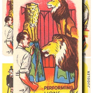 échantillonneur de cartes de cirque vintage, téléchargement numérique imprimable, pour les arts et l’artisanat, scrapbooking, faveurs de fête, feuille de collage n ° 120