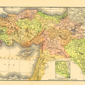 alte Landkarte der Türkei aus dem Jahr 1904, eine vintage druckbare digitale Karte No. 778