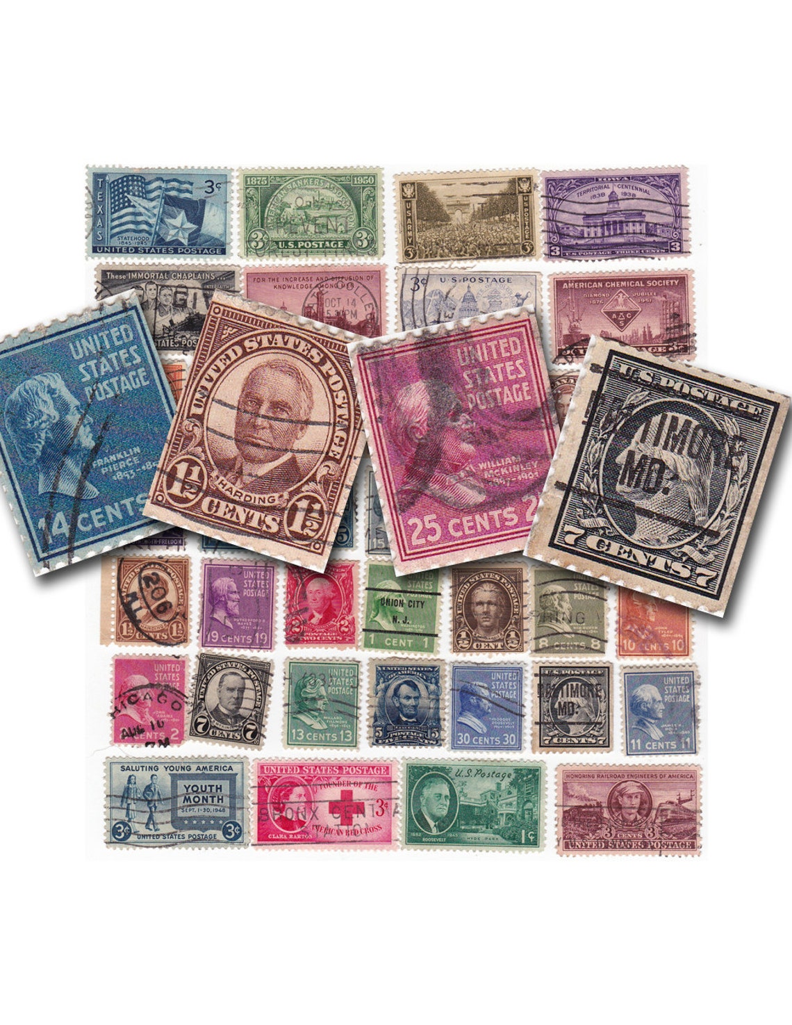 Vintage Printable Postage Stamps Digital Download Collage | Etsy