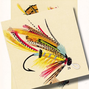 fly fishing print from the 19th century, printable digital download, collage sheet no. 958 image 2