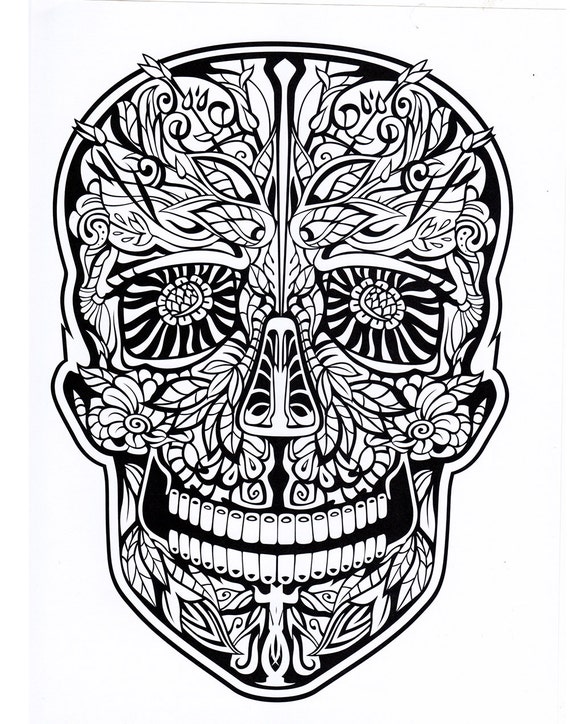 Totenkopf Malseiten, dia de los muertos, Tag der Toten, Halloween Kunst und  Kunsthandwerk, druckbarer digitaler Download Nr. 481. -  Schweiz