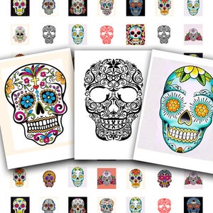 sugar skull tattoos, dia de los muertos, Day of the Dead, scrabble tile size, .75 x .83, 19 x 21 mm, printable digital sheet no. 562.