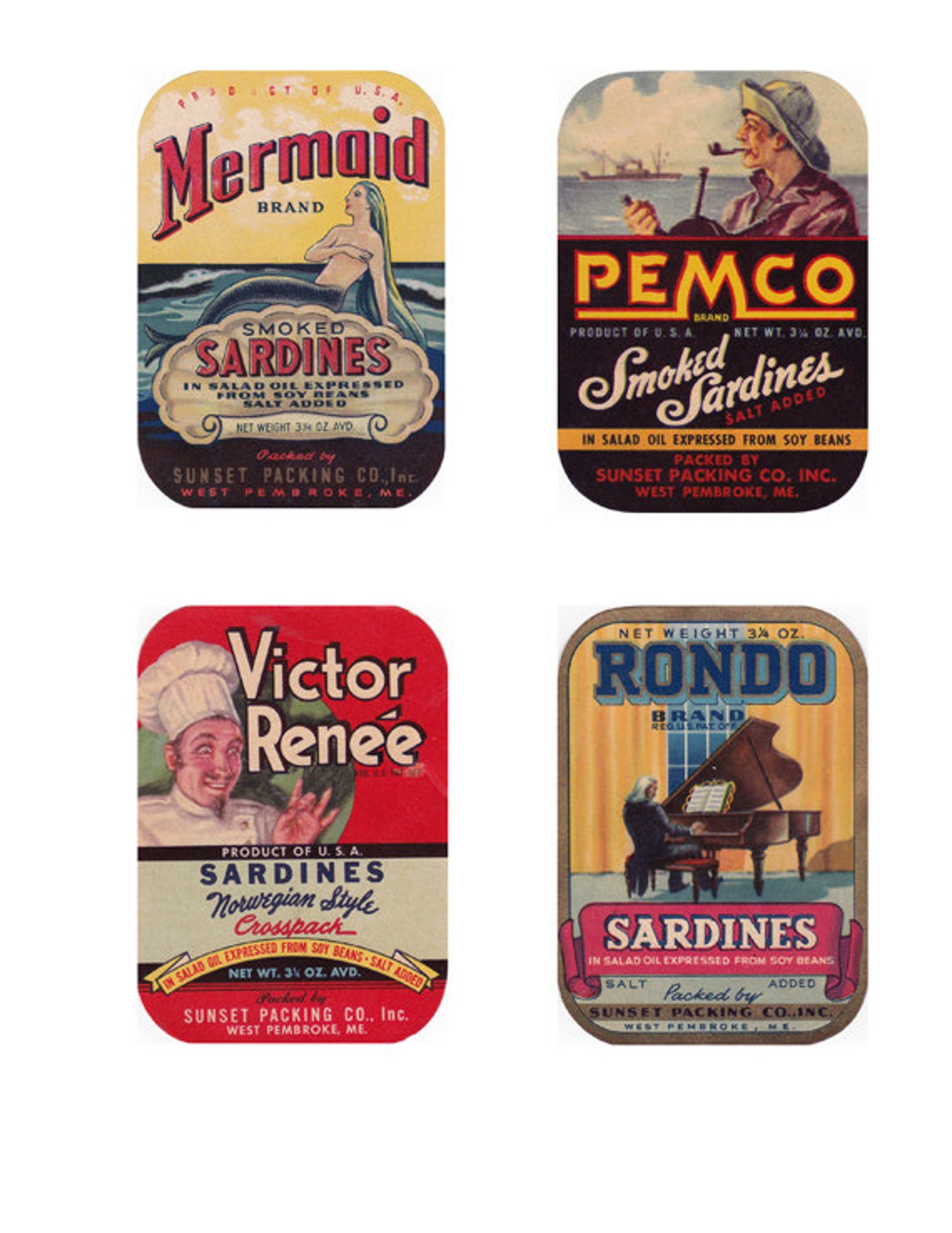 Vintage sardine can labels 13 printable images for greeting Etsy