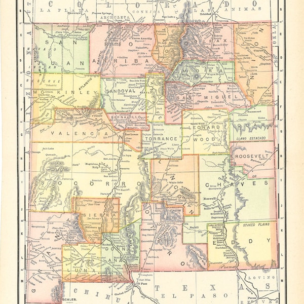 printable map of New Mexico, unique gift or home decor, for arts and crafts, scrapbooking, digital download no. 257