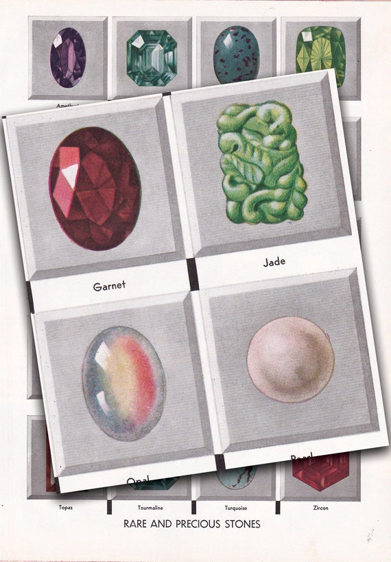 Gemstone Print, With Semi-precious and Precious Stones, a 1930's