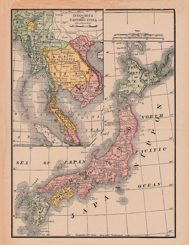 絵画 Old Western Map of Japan 1700s World Map Map of Japan, 18th century - Stock Image - C026/8904