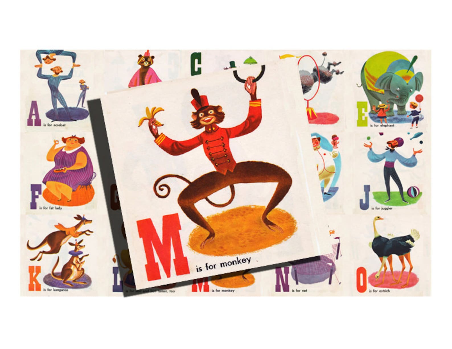 Circus Alphabet Collage Sheet in 2 Inch Squares Printable Etsy