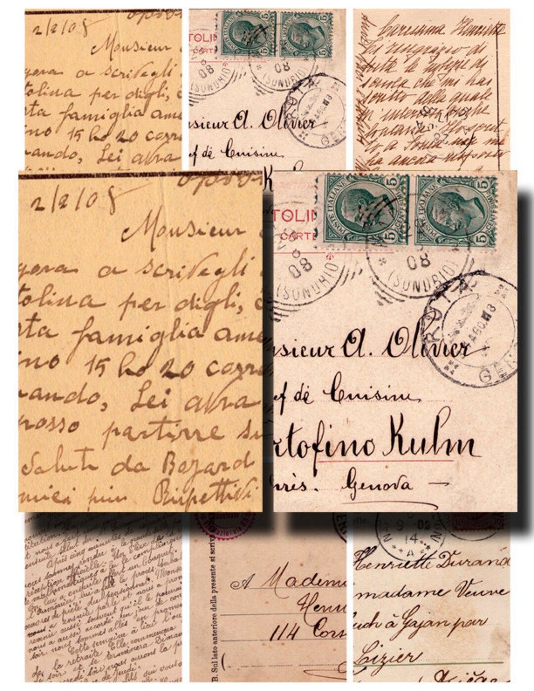 Paper Ephemera Printables, European Postcard Sampler, Digital Collage ...