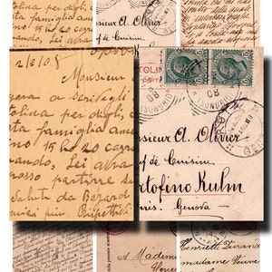 papier éphémère imprimable, échantillonneur de cartes postales européennes, feuille de collage numérique n° 31