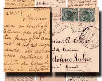May include: A vintage postcard with handwritten text in Italian, featuring a collection of stamps from the early 1900s. The stamps are from Italy and feature the image of a lion. The text on the postcard reads "2/21/08 Monsieur...", "2/21/08 Monsieur...", "A Madame Henriette Durana...", and "barunma Kemiske..."