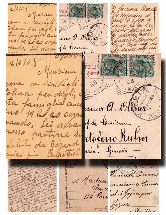 Paper Ephemera Printables European Postcard Sampler Digital | Etsy