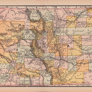 printable map of Colorado from 1891, housewarming gift, home decor, digital download no. 359
