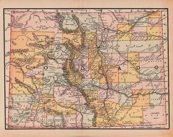 printable map of Colorado from 1891, housewarming gift, home decor, digital download no. 359