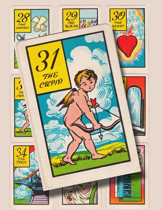 Old Gypsy Fortune Telling Cards, Complete Set of 36 on 4 Pages