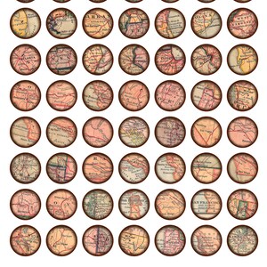 vintage American maps, one inch bottlecap, jewelry supplies, digital download, collage sheet no. 1053 image 4