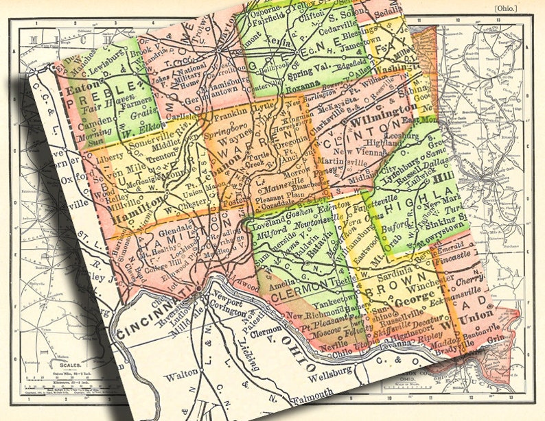 printable map of Ohio, for arts and crafts, journaling, scrapbooking, unique gift and home decor, digital download no. 761 image 3