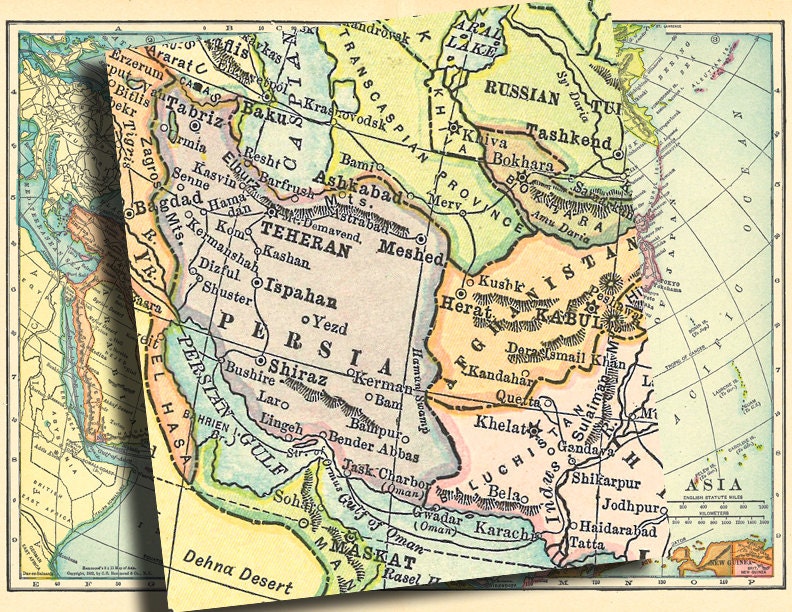 1900 年代のアジアの古地図、印刷可能なデジタルダウンロード