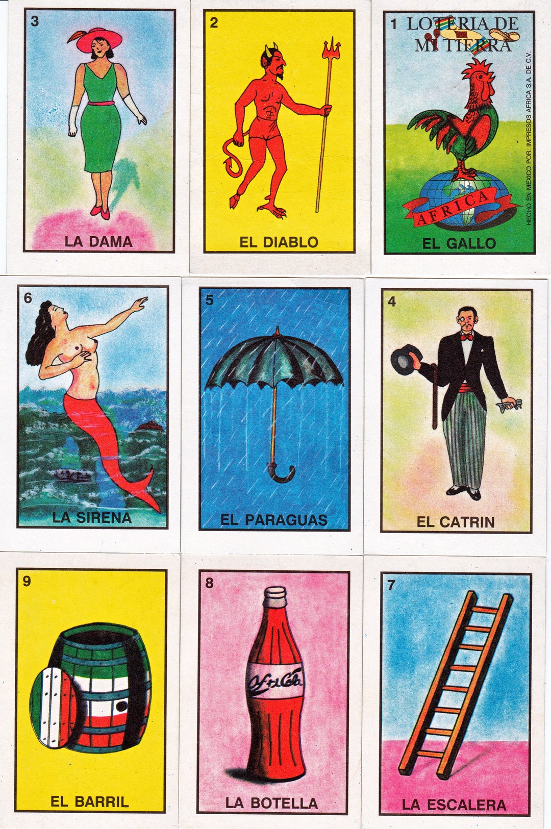 Tarjetas De Loter a Mexicanas Seis P ginas De Diferentes Etsy M xico